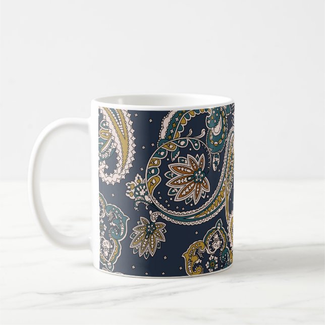 Taza De Café Patrón tradicional de paisley indio sobre fondo (Izquierda)