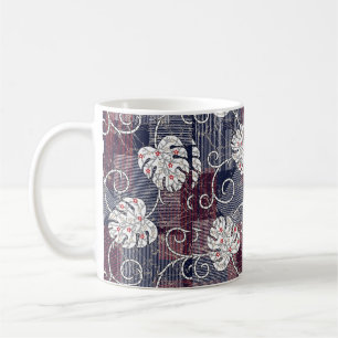 Taza De Café patrón tradicional de rayas y hojas
