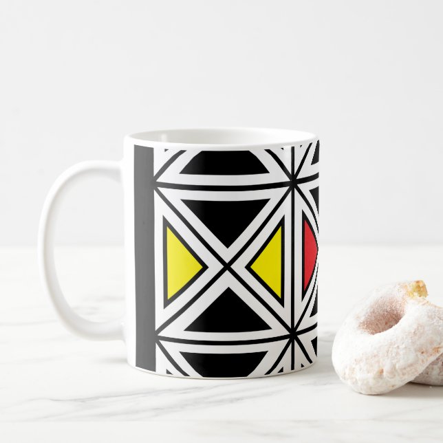 Taza De Café Patrón tradicional geométrico tribal étnico (Con donut)