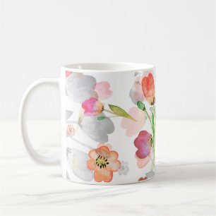 Taza De Café patrón transparente abstracto composición floral t