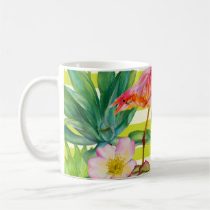 Taza De Café patrón transparente con flamingo rosa y tr exótic