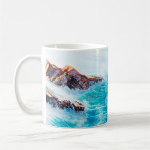 Taza De Café Patrón transparente de acuarela con azul pintado a