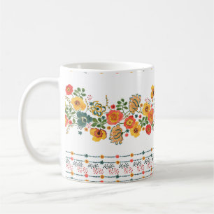 Taza De Café Patrón transparente de acuarela con estilizado