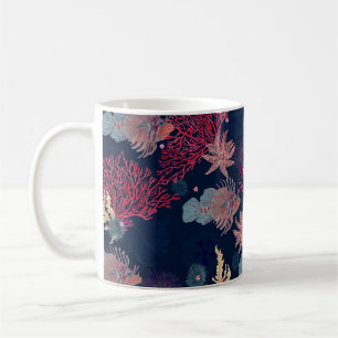 Taza De Café Patrón transparente de acuarela con león rojo