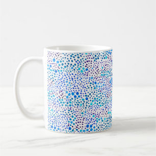 Taza De Café Patrón transparente de acuarela con manchas azules