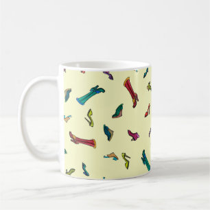 Taza De Café Patrón transparente de acuarela de zapatos