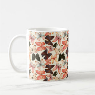Taza De Café Patrón transparente de acuarela dibujada a mano co