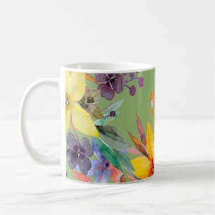 Taza De Café Patrón transparente de acuarela. Imagen en blanco