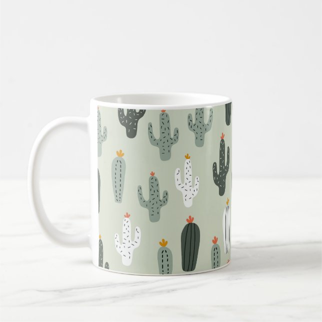 Taza De Café Patrón transparente de cactus, fondo con mano d (Izquierda)