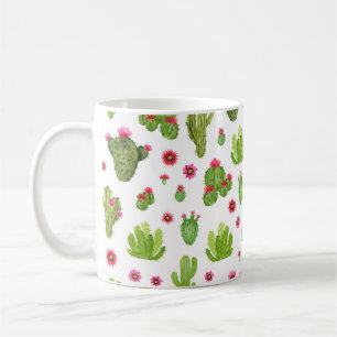 Taza De Café Patrón transparente de cactus pintados a mano con