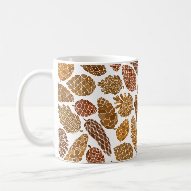 Taza De Café Patrón transparente de conos de pino (Izquierda)