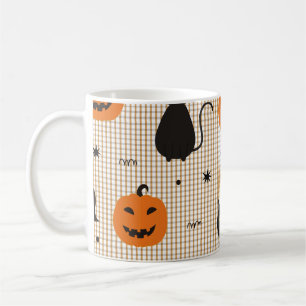 Taza De Café Patrón transparente de Halloween con gato negro y