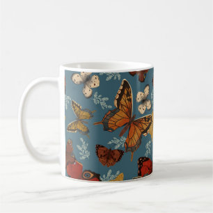 Taza De Café patrón transparente de mariposa azul
