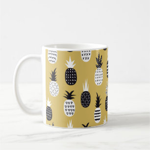 Taza De Café Patrón transparente de piñas negras y blancas