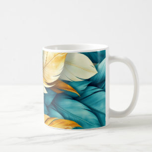 Taza De Café patrón transparente de plumas en cascada