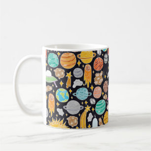 Taza De Café Patrón transparente dibujado a mano con doodle sp