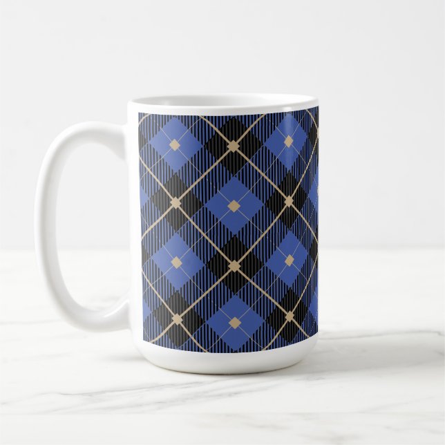 Taza De Café Patrón trendy de plástico azul negro (Izquierda)