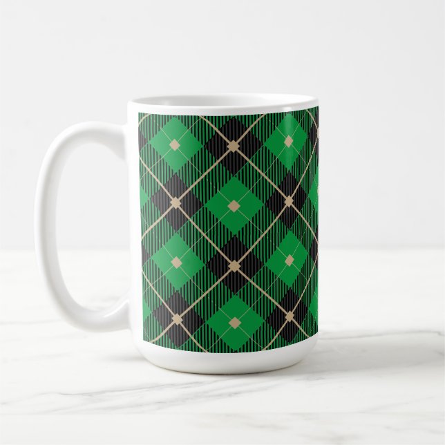 Taza De Café Patrón trendy de plástico verde negro (Izquierda)