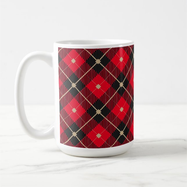 Taza De Café Patrón trendy negro rojo trenzado (Izquierda)