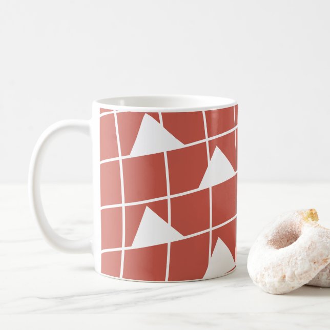 Taza De Café Patrón triangular de controles geométricos (Con donut)