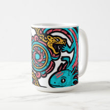 Patrón tribal azteca axolotl xolotl mitología boho