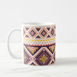 Taza De Café Patrón tribal azteca rayado, geométrico.