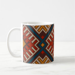 Taza De Café Patrón tribal azteca sin soldadura de punto de lan