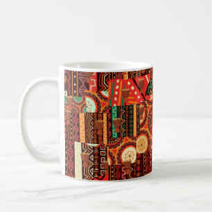 Taza De Café Patrón tribal de Kente Afrocéntrico Étnico