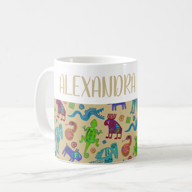 Taza De Café Patrón tribal primista de cultura africana mexican (Anverso izquierdo)