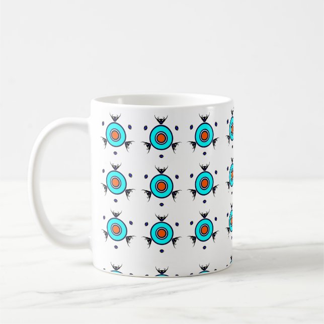 Taza De Café Patrón Tribal Turquesa (Izquierda)