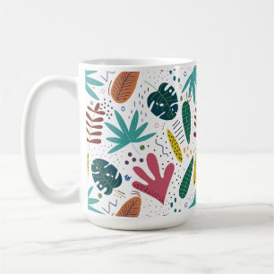 Taza De Café patrón tropical con hojas coloridas