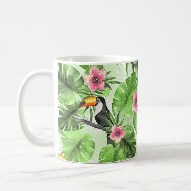 Taza De Café Patrón tropical con tocan (Izquierda)