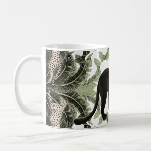 Taza De Café Patrón tropical de guepardo de árbol bananero
