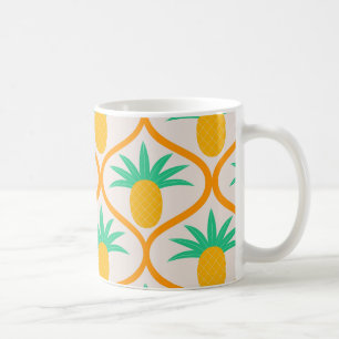 Taza De Café Patrón Tropical de Piña sobre Ogee Naranja