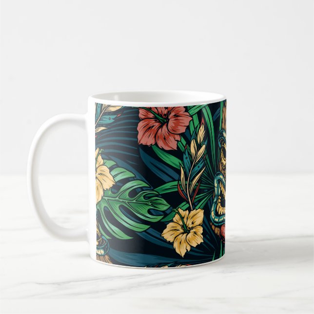 Taza De Café Patrón tropical hawaiano de la máscara tiki (Izquierda)