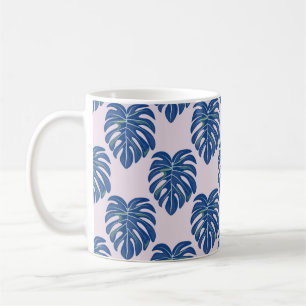 Taza De Café Patrón tropical sin costuras con hojas. Hermoso t