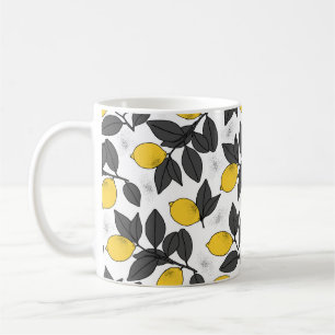 Taza De Café Patrón tropical sin costuras con limones amarillo