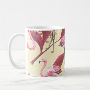 Taza De Café Patrón tropical sin foco con flamingo rosa, izquie