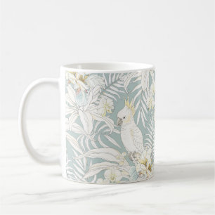 Taza De Café Patrón tropical sin foco con flores Orquídea, Fl