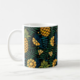 Taza De Café Patrón tropical sin foco con piñas y palmeras