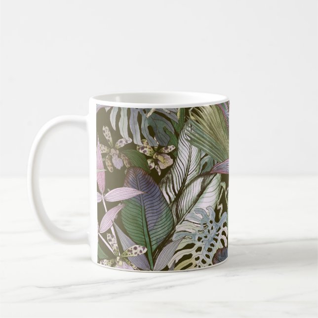 Taza De Café Patrón tropical sin soldadura con flores tropicale (Izquierda)