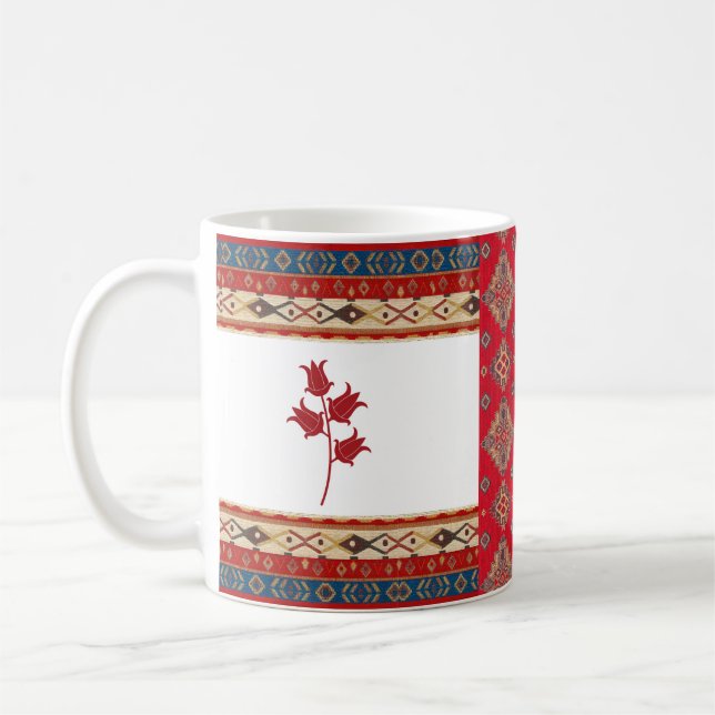 Taza De Café Patrón turco Oriental Frontera Azul Red Mug (Izquierda)