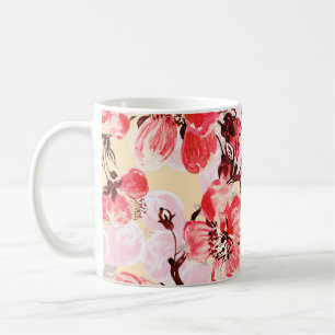 Taza De Café Patrón U de las flores de primavera