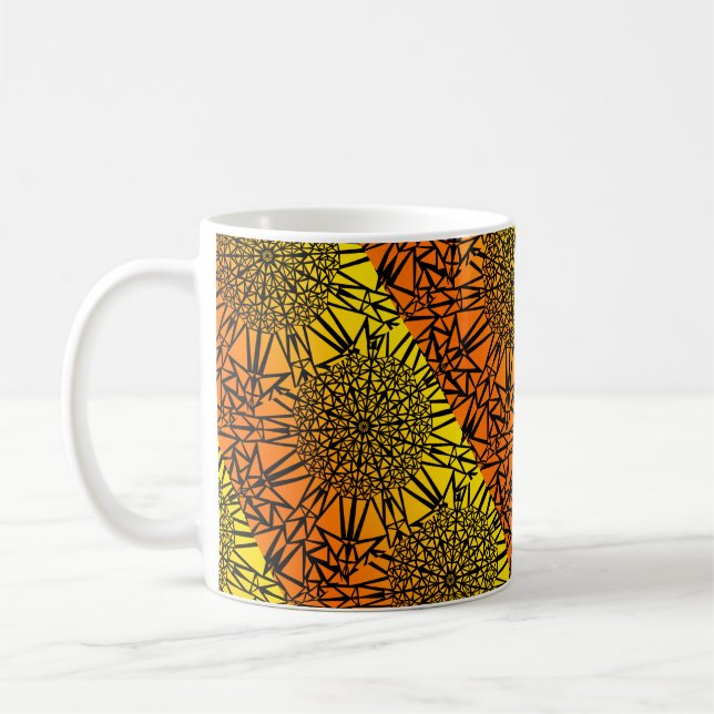 Taza De Café Patrón único Sun Africa Incendio Mandala Geométric (Izquierda)