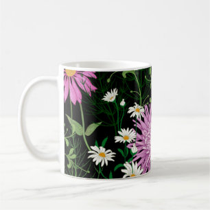 Taza De Café Patrón veraniego sin foco. Flores silvestres, camo