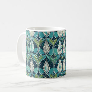 Taza De Café Patrón verde azul de las gotas atómicas de mediado
