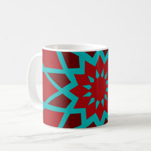 Taza De Café Patrón Verde azulado Y Rojo Marroquí
