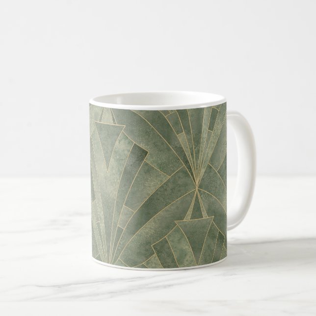 Taza De Café Patrón verde esmeralda y oro Art Deco (Anverso derecho)