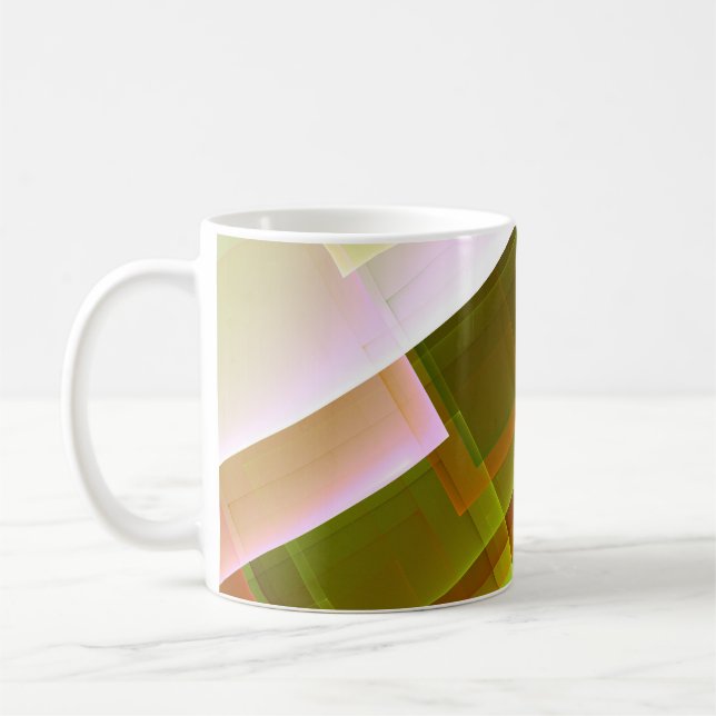 Taza De Café Patrón verde naranja abstracto geométrico (Izquierda)