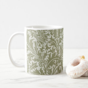 Taza De Café Patrón verde William Morris Thistle Sage